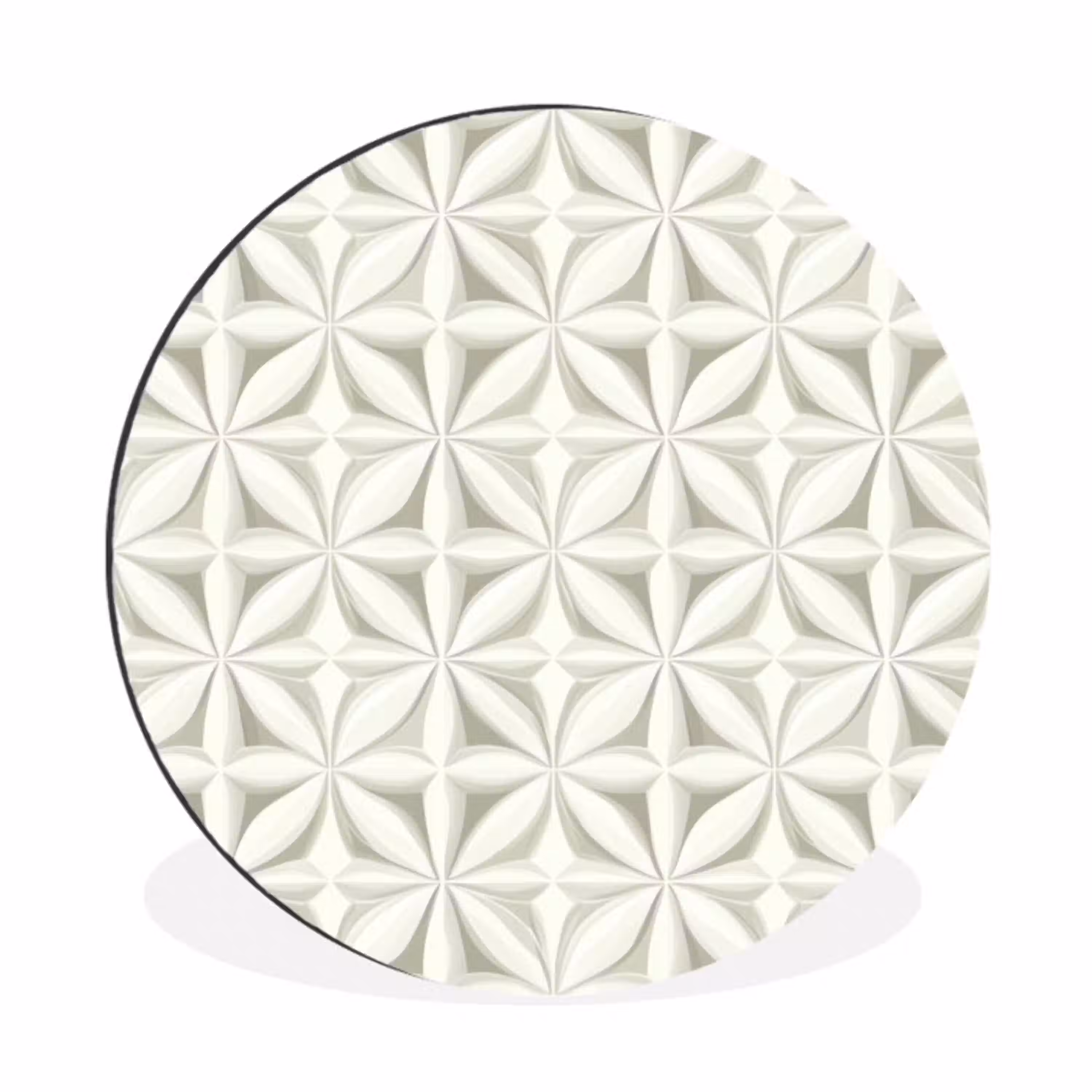 Abstract - Structuur - Grijs - Wit Wandcirkel aluminium klein 190 -3d