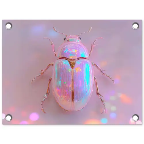 Kever - Metallic - Lichteffect - Roze tuinposter los doek klein -3d