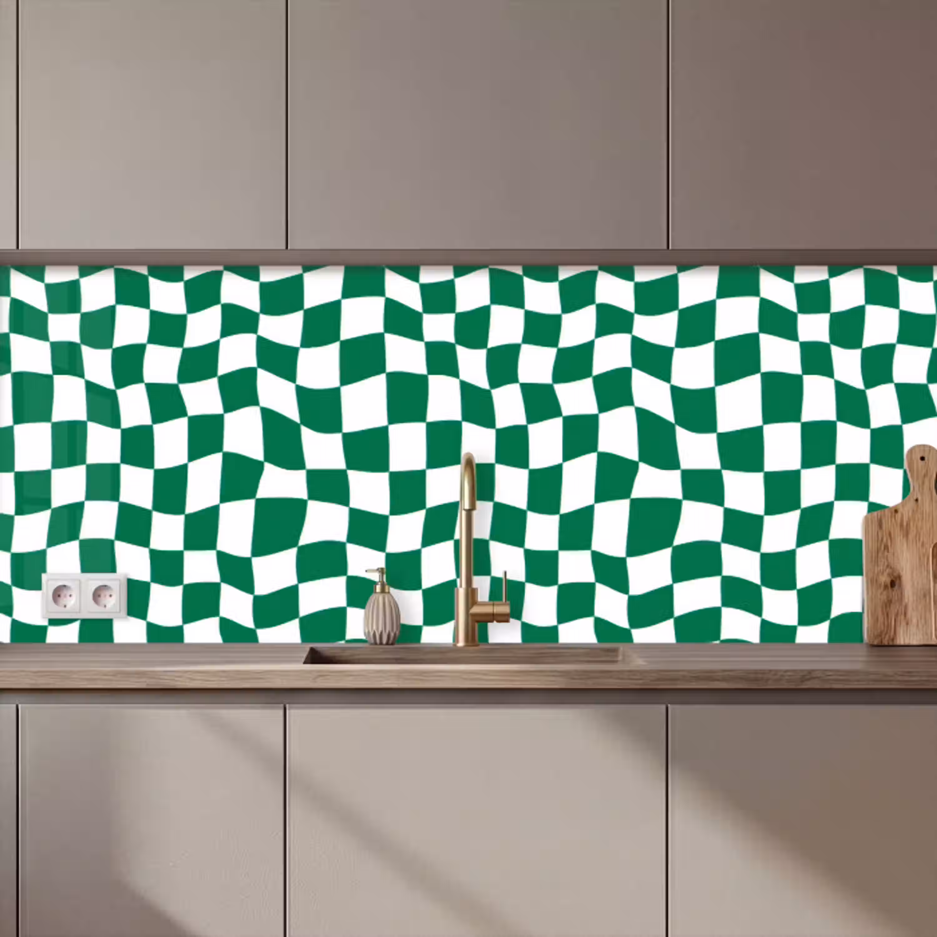 Schaakbord - Golvend - Groen keuken achterwand 2 middel 871 zz_3dshopping