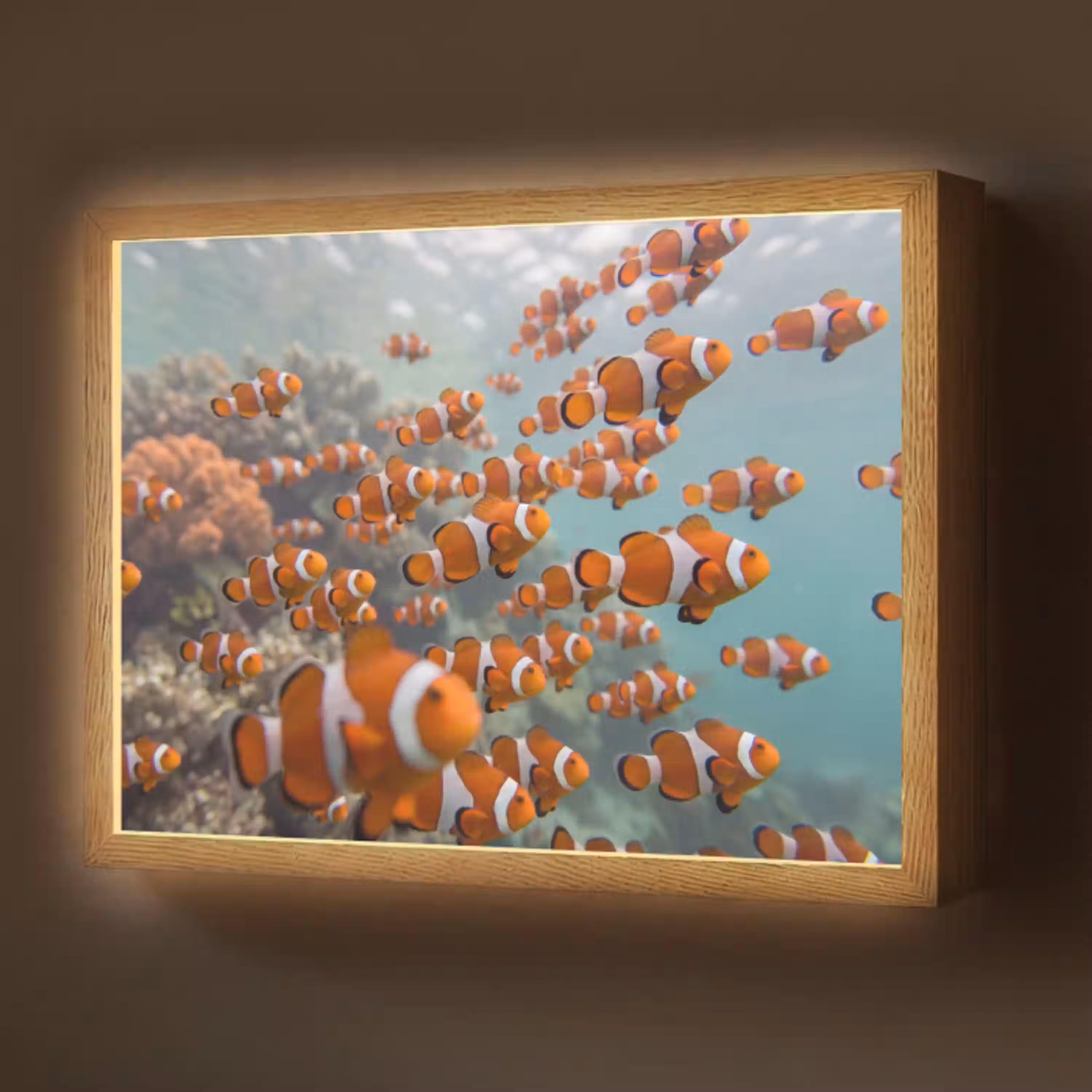 Vis - School - Onderwater - Dieren - Oranje Light Box met batterij (Wandlamp) middel -z3d_website