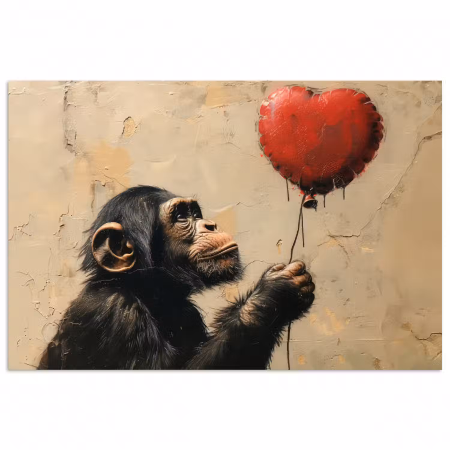 Poster - Straßenkunst - Schimpanse - Luftballon - Graffiti - Banksy