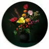 Bloemen - Vaas - Zwart Wandcirkel plexiglas klein -3d