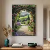 Doorkijk - Tuinboog - Bloemen - Natuur - Pad Textielframe - compleet frame klein -sfeer1