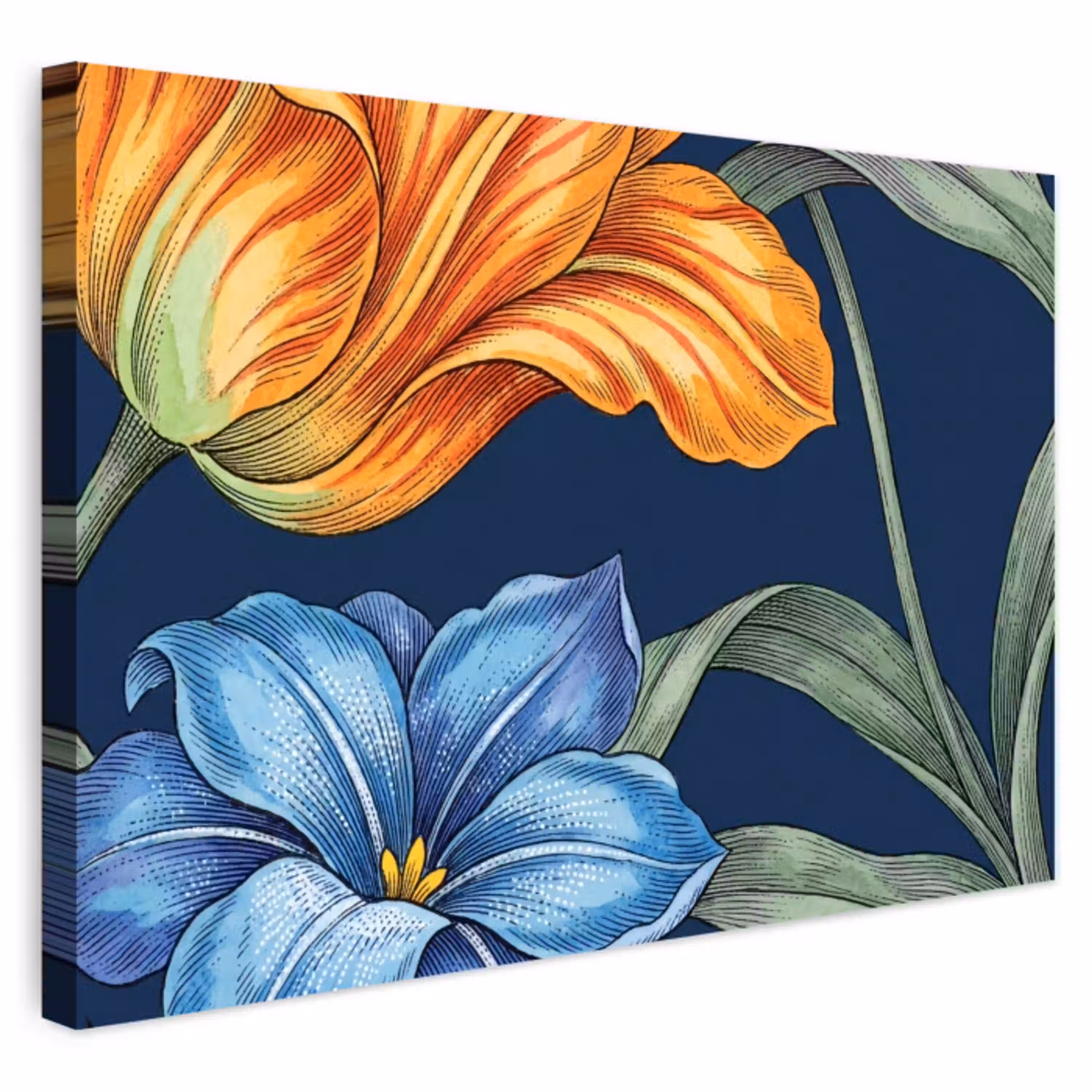 Bloemen - Botanisch - Patroon Tuinposter op houten frame 2 cm dik klein -3d