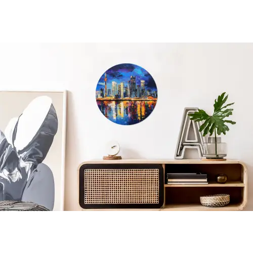 Skyline Toronto - Modern - Stadslicht - Blauw Wandcirkel aluminium klein -kantoor