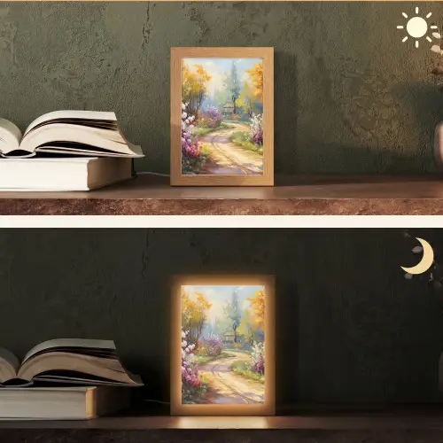 Bloemen - Bomen - Kunst - Watercolor Light Box met kabel (Tafellamp) klein -sfeer3