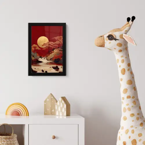 Volle maan - Landschap - Waterval fotolijst zwart zonder passe partout klein -usfeer4_kinderkamer