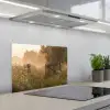 Hek - Natuur - Mist - Veld keuken achterwand spatscherm klein -3d_schuin