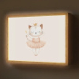 Ballerina - Kitten - Beige Light Box met batterij (Wandlamp) middel -z3d_website