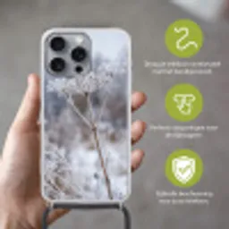 Schermbloem - Rijp - Kristallen - Winter - Delicaat Hoesje iPhone 16 Pro Max met koord klein -sfeer2_NL