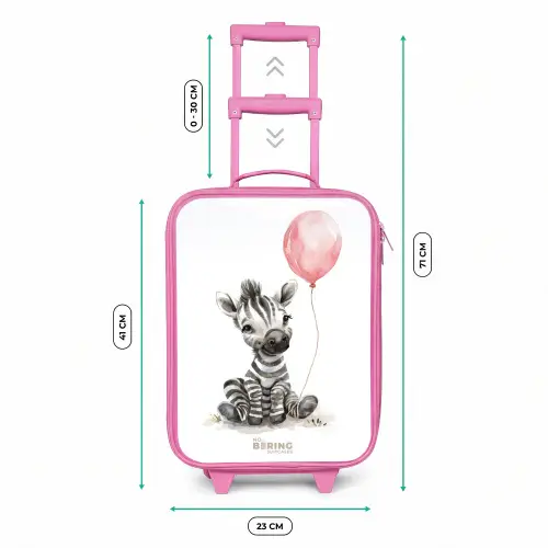 Zebra met roze ballon Kinderkoffer - Roze klein -productfoto_formaten