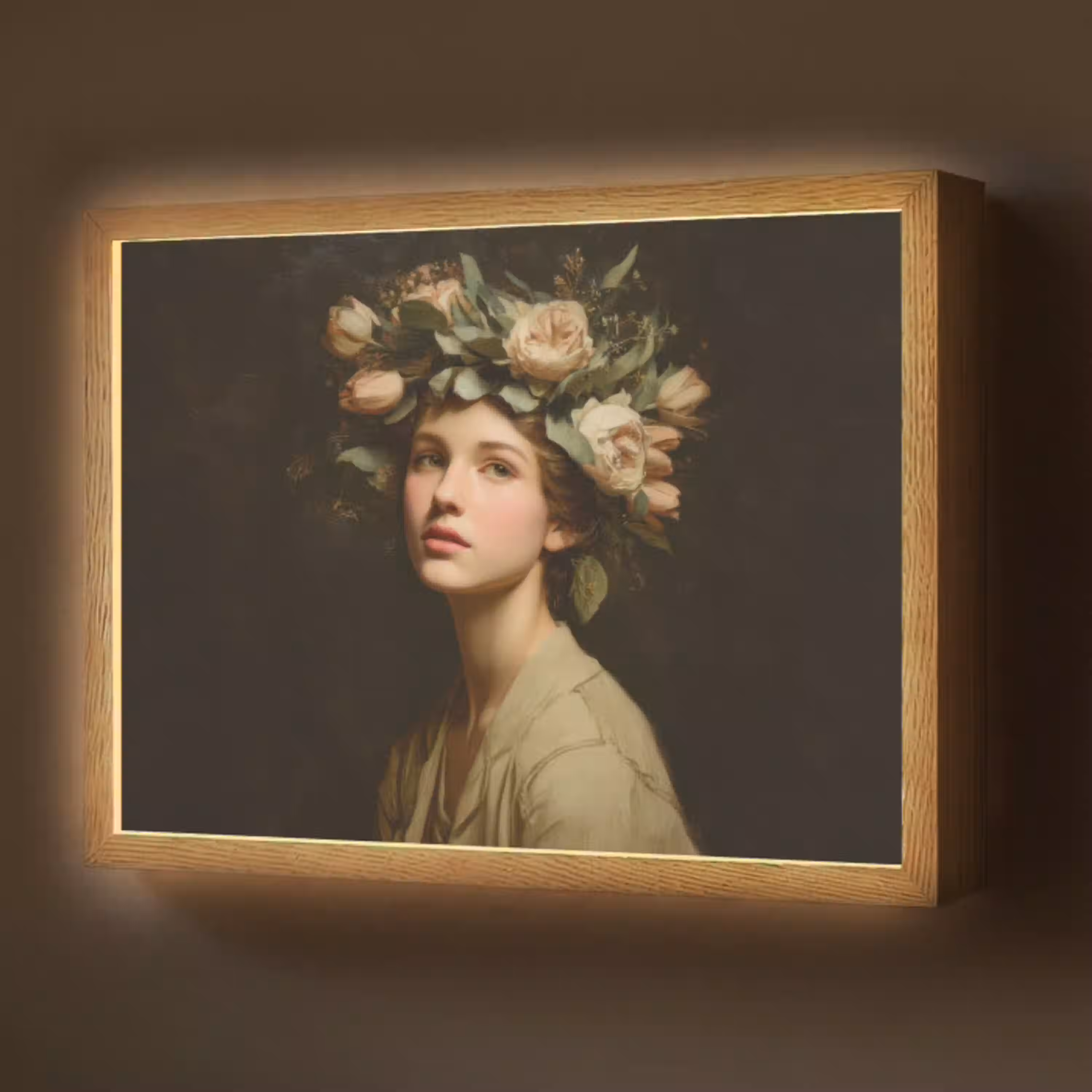 Bloemenstilte - Vrouw - Portret Light Box met batterij (Wandlamp) middel -z3d_website