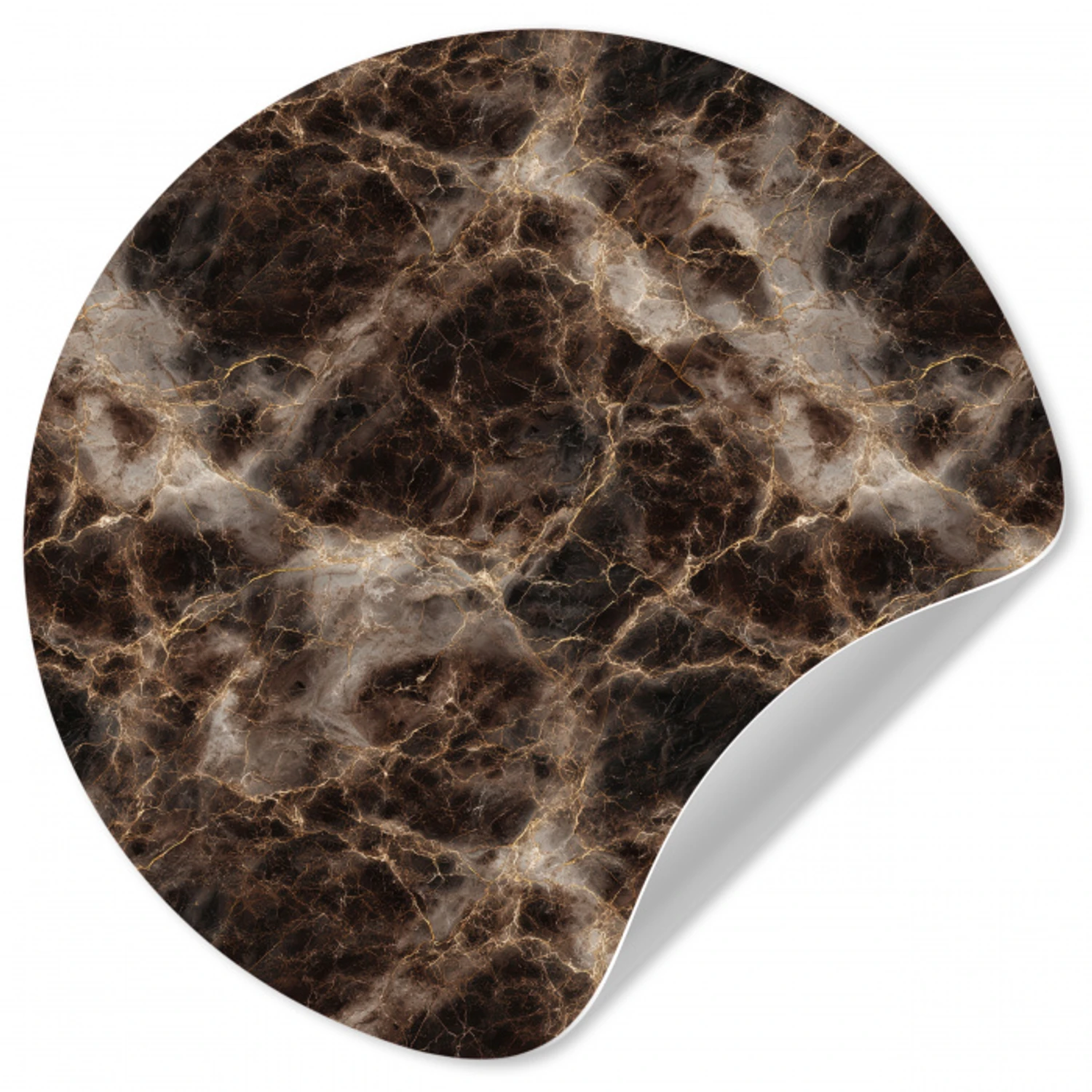 Bruin - Goud - Marmer Wandcirkel behangsticker klein 186 -3d