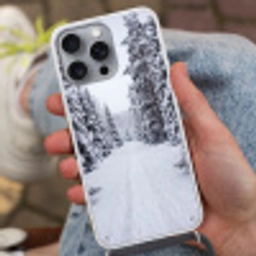 Bos - Winter - Sneeuw - Pad - Natuur Hoesje iPhone 16 Pro Max met koord klein -sfeer3