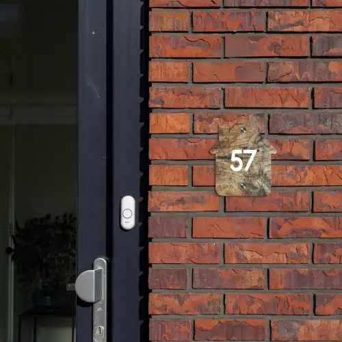 Verweerd hout - Traditioneel Naambord Huisje klein -sfeer2