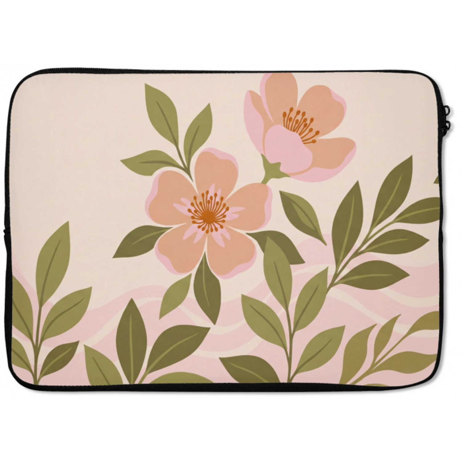 Grafisch - Bloemen - Roze laptophoes neopreen klein -zkaufland3dotto