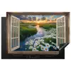 Doorkijk - Landschap - Raam - Water - Zonsondergang Inductie beschermer vinyl 3mm klein -3d
