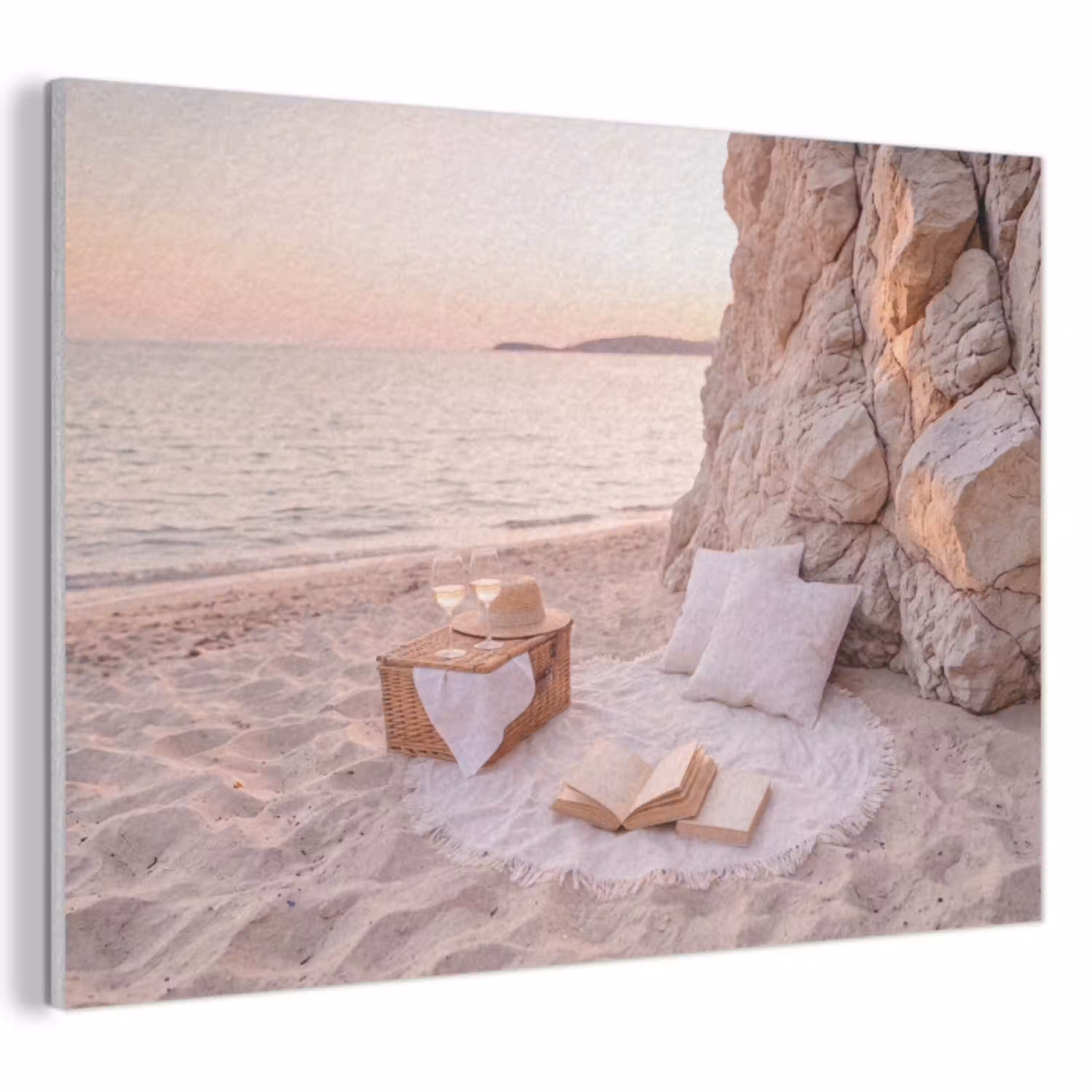 Strand - Picknick - Zonsondergang - Zomer - Natuur PET vilt klein -3d