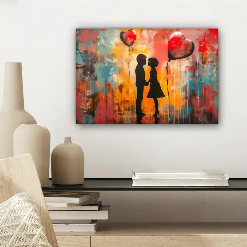 Street art - Liefde - Graffiti - Kunst - Banksy canvas 2cm klein -sfeer6