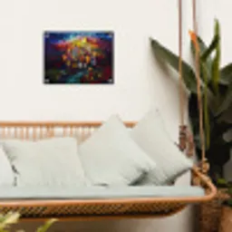 Stad - Maan - Mozaïek - Kleurrijk tuinposter los doek klein -sfeer7