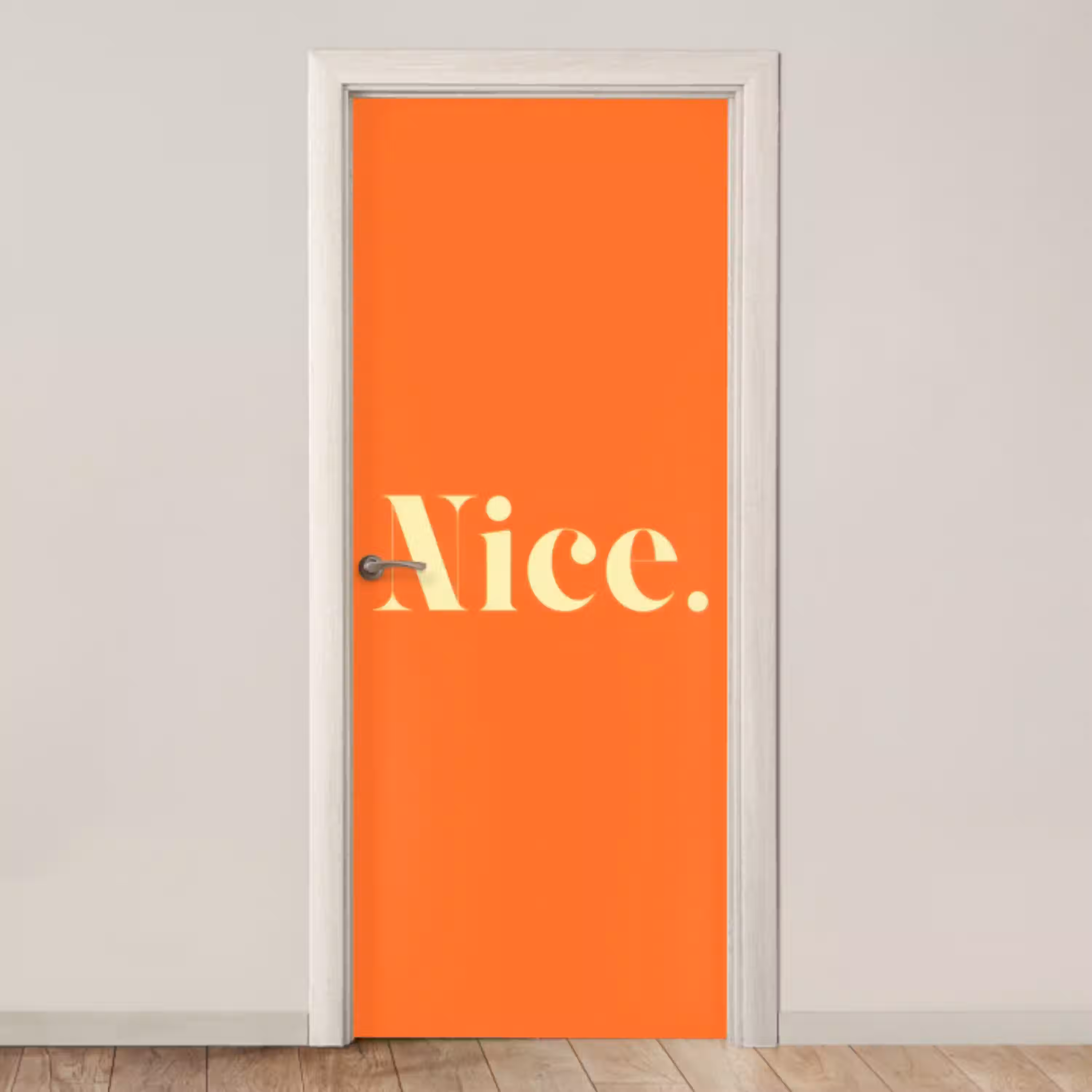 Oranje - Gebroken wit - Nice deurposter klein -3d_beige