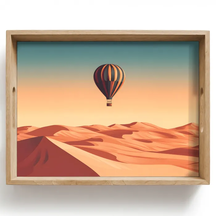 Luchtballon - Woestijn - Zonsondergang - Blauw Dienblad Rechthoek middel -z3d_shopping