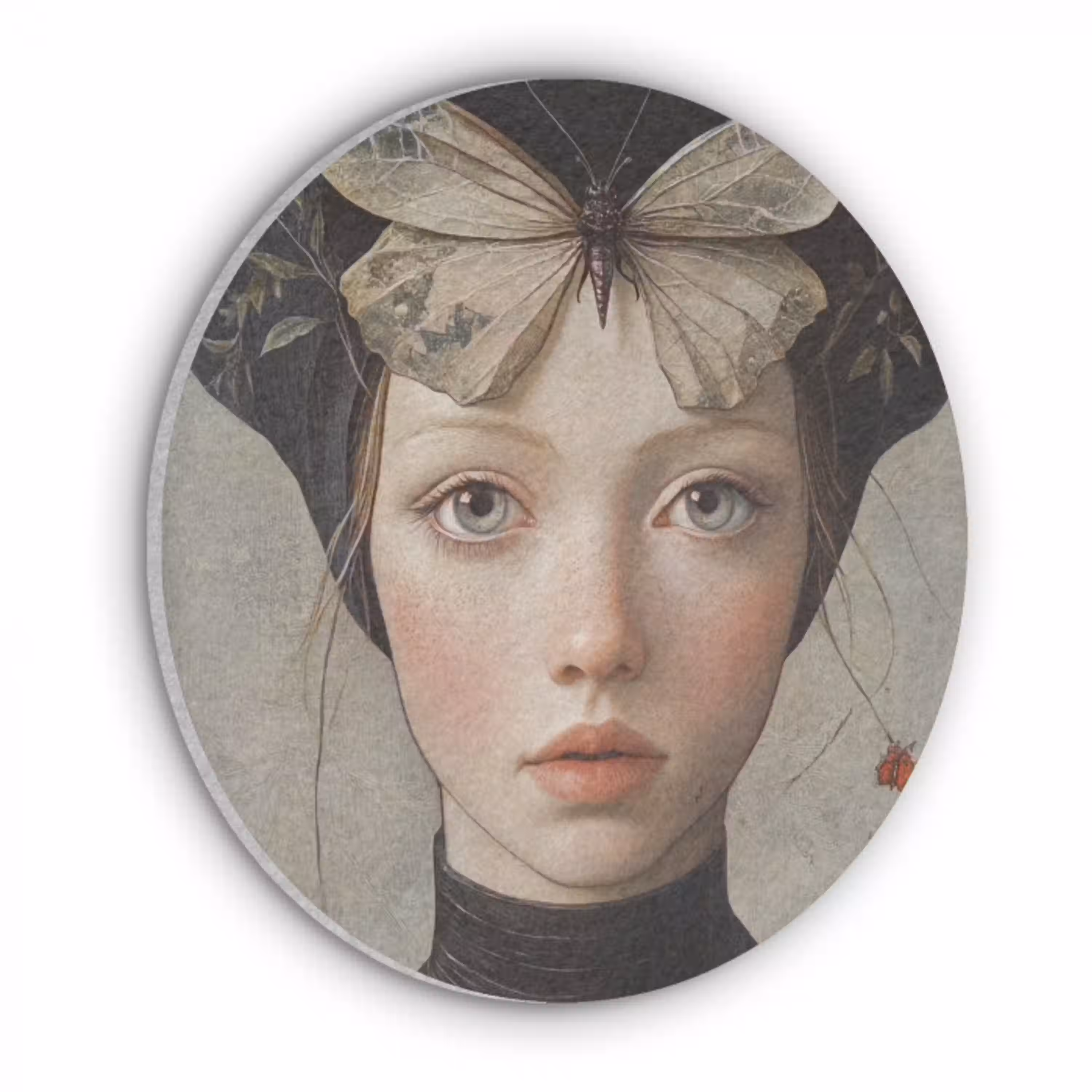 Woman - Butterfly - Art - Classic - Muted Akoestische PET Vilt - Rond klein -3d