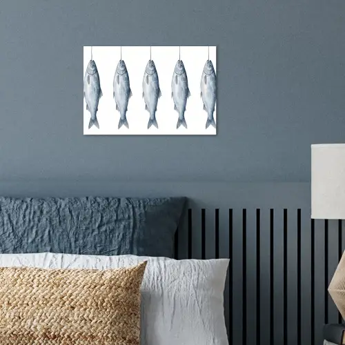 Vissen - Illustratie - Delfts - Blauw poster papier klein -sfeer2