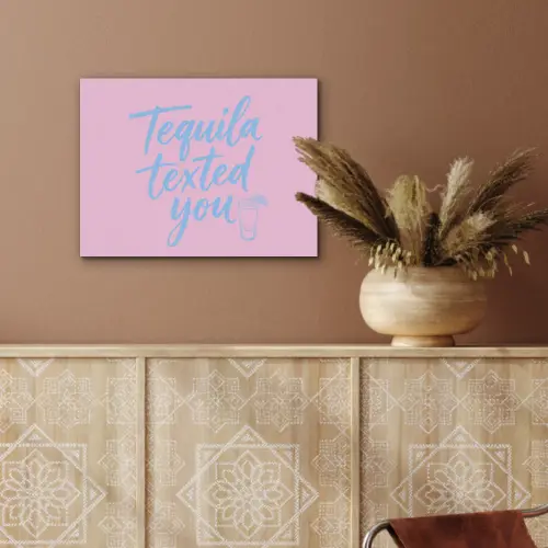 Tequila texted you - Roze - Blauw PET vilt klein -sfeer4