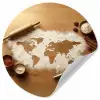 Hout - Wereldkaart - Bakken - Keuken Wandcirkel behangsticker klein -3d