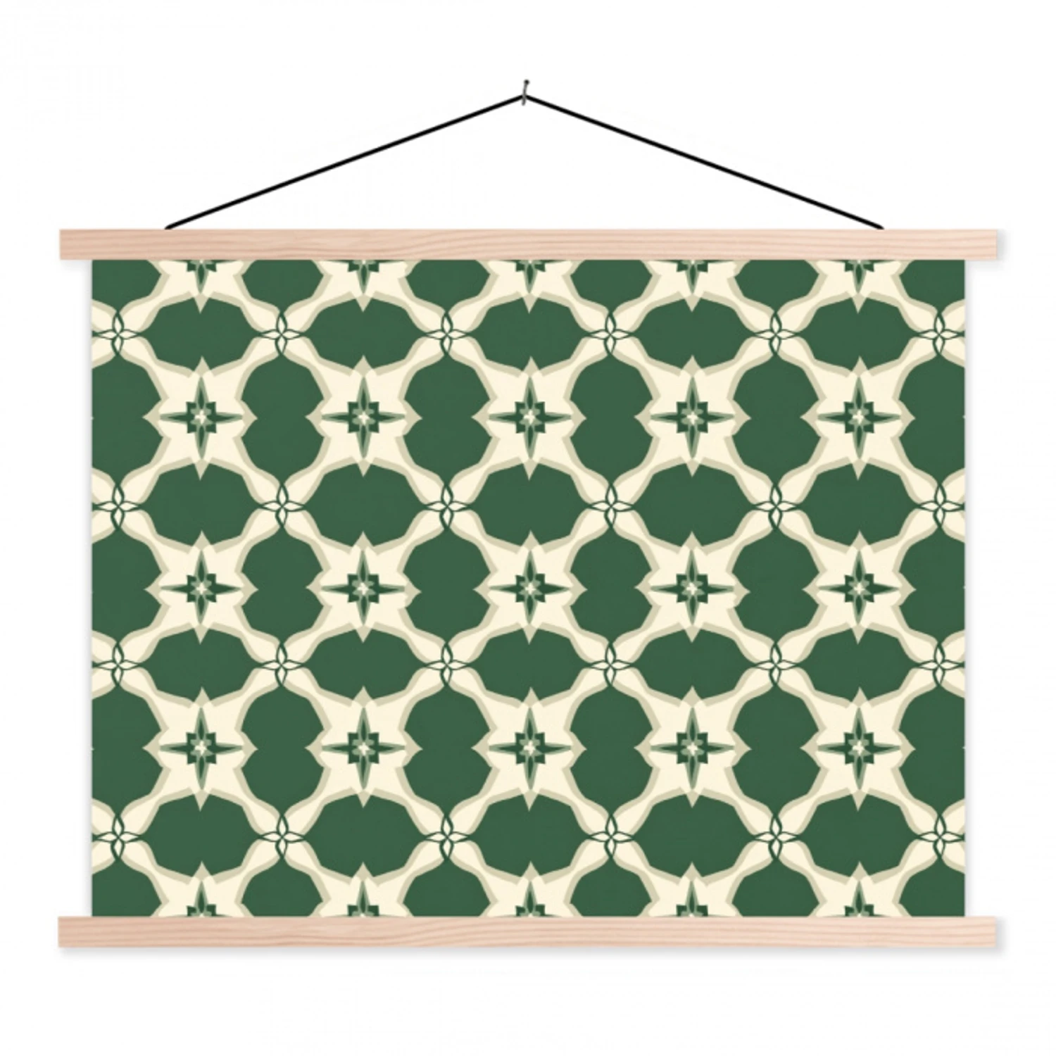 Tegel - Klassiek - Groen textielposter latten blank klein 122 -3d