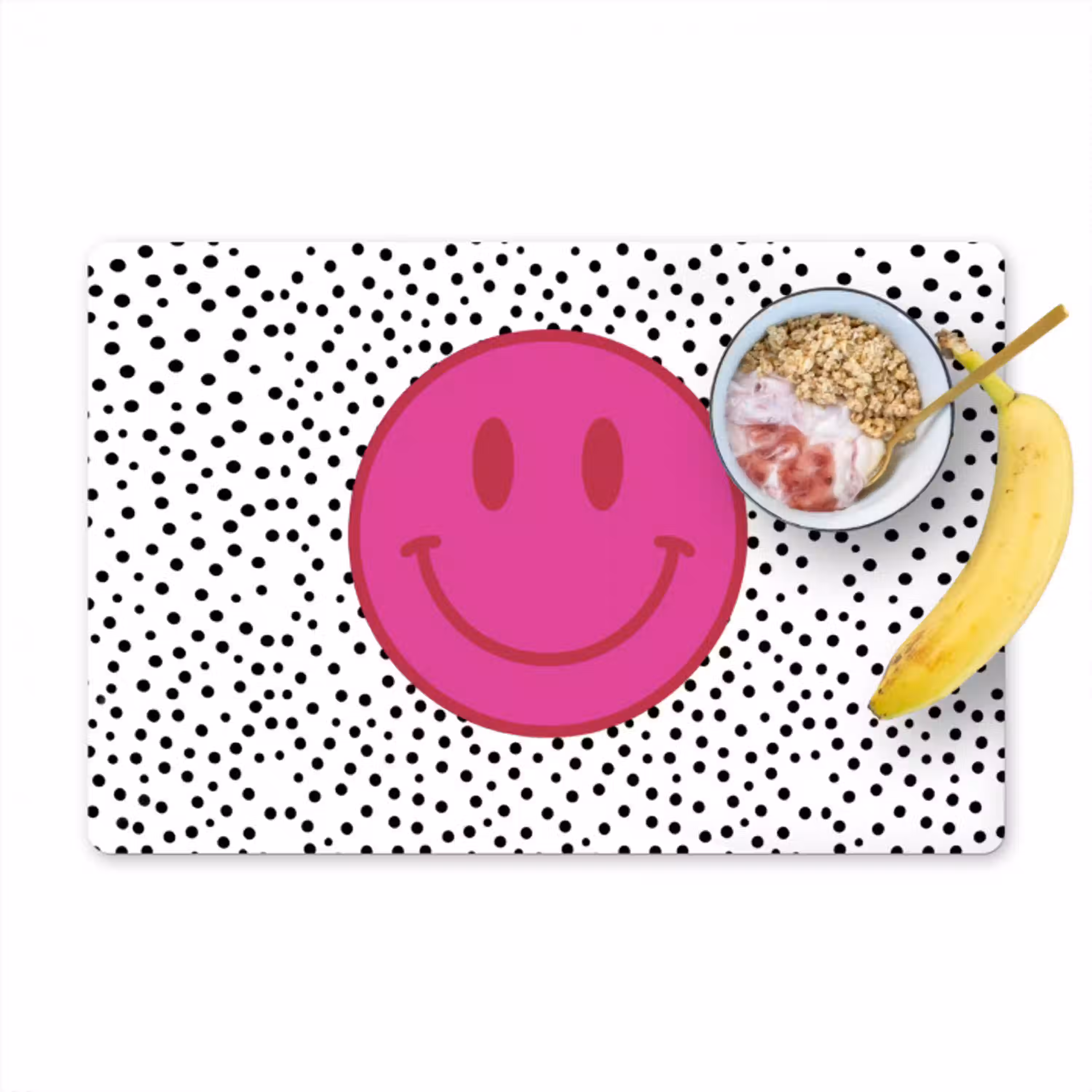 Smiley - Roze - Stippen Placemat vinyl groot -zzzproduct_Kitchenyeah-website