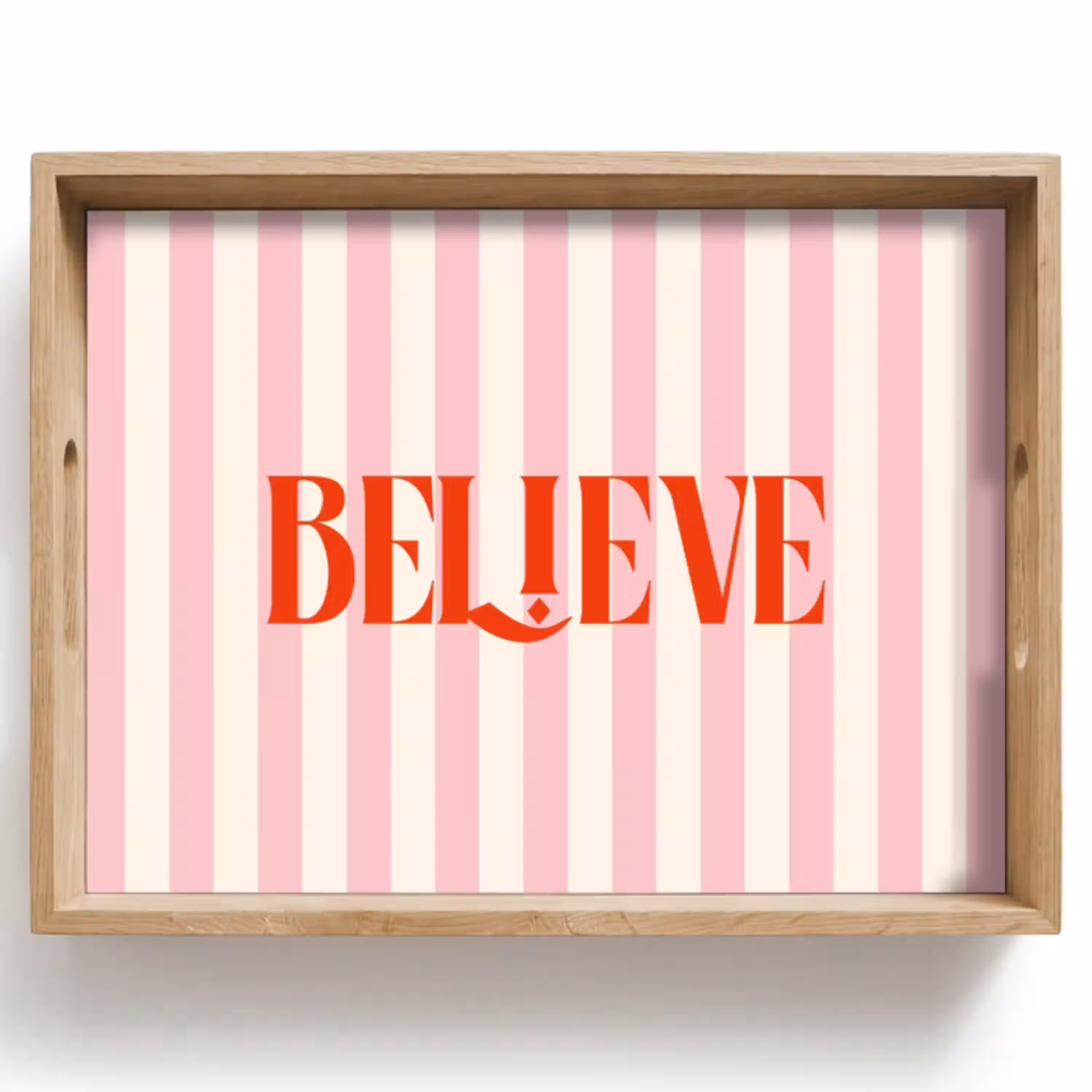 Zachtroze - Rood - Strepen - Believe Dienblad Rechthoek middel -z3d_shopping
