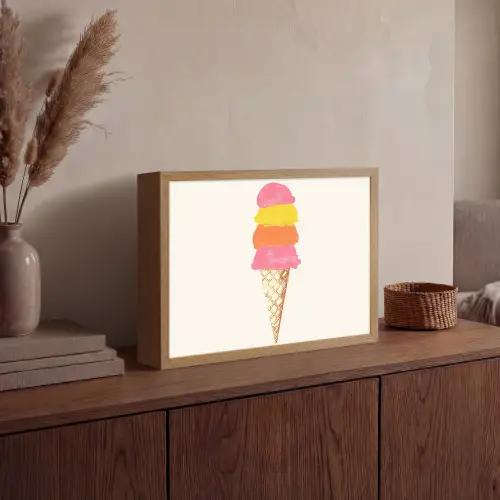 Schepijs - Hoorntje - Illustratie - Minimalistisch Light Box met batterij (Wandlamp) middel -sfeer2