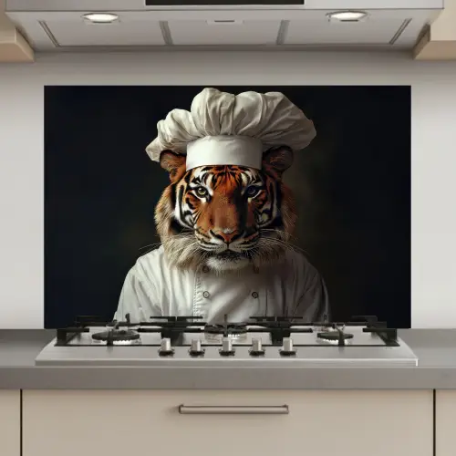 Tijger - Kokskleding - Bruin keuken achterwand spatscherm klein -3d_website