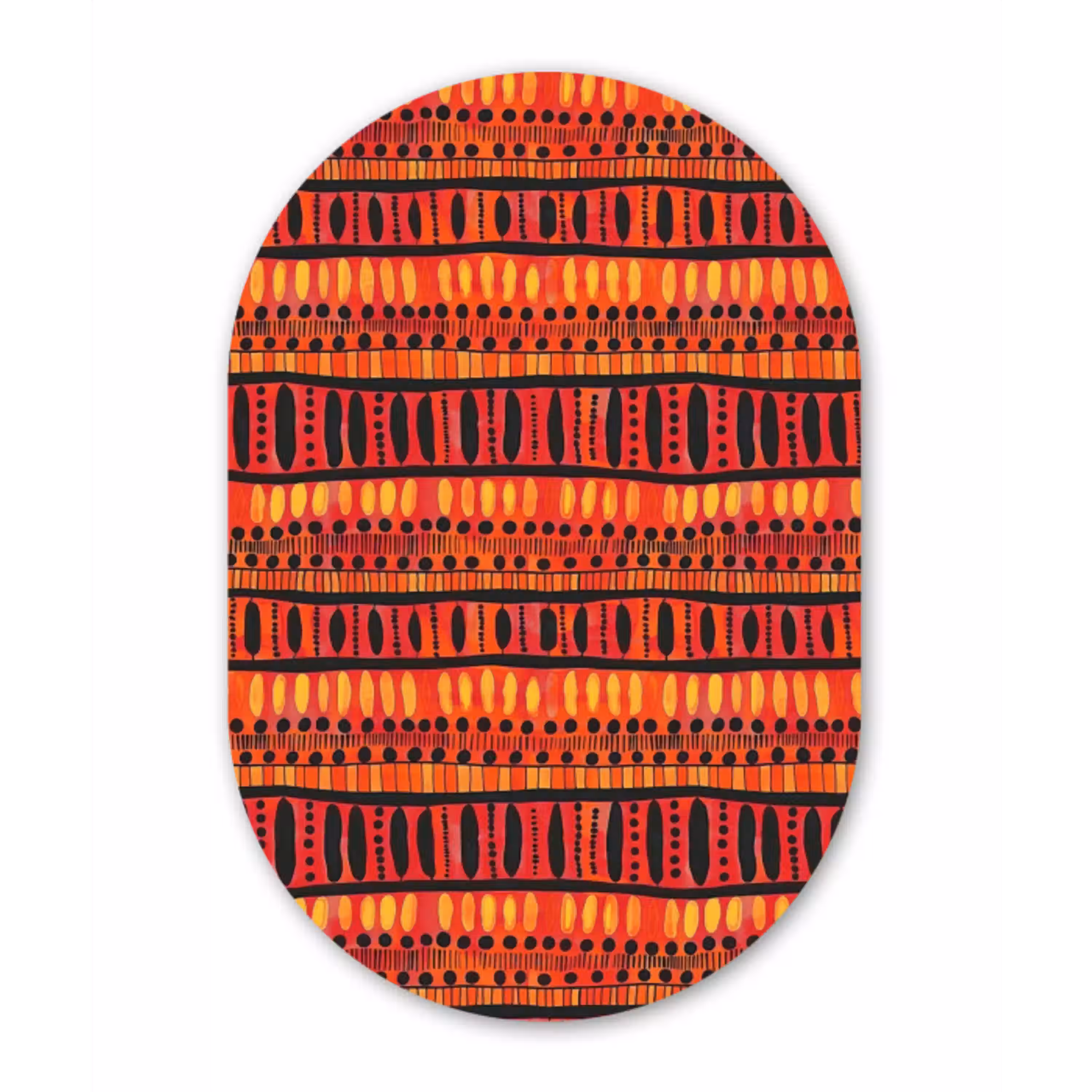 Rood - Oranje - Etnisch - Expressief - Patroon Wandcirkel Ovaal Forex klein 630 -3d