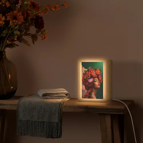 Vrouw - Drankenfruit - Rozen Light Box met kabel (Tafellamp) klein -sfeer4