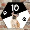 Zwart wit - Huisdier - Franse bulldog Naambord Hexagon klein -sfeer2