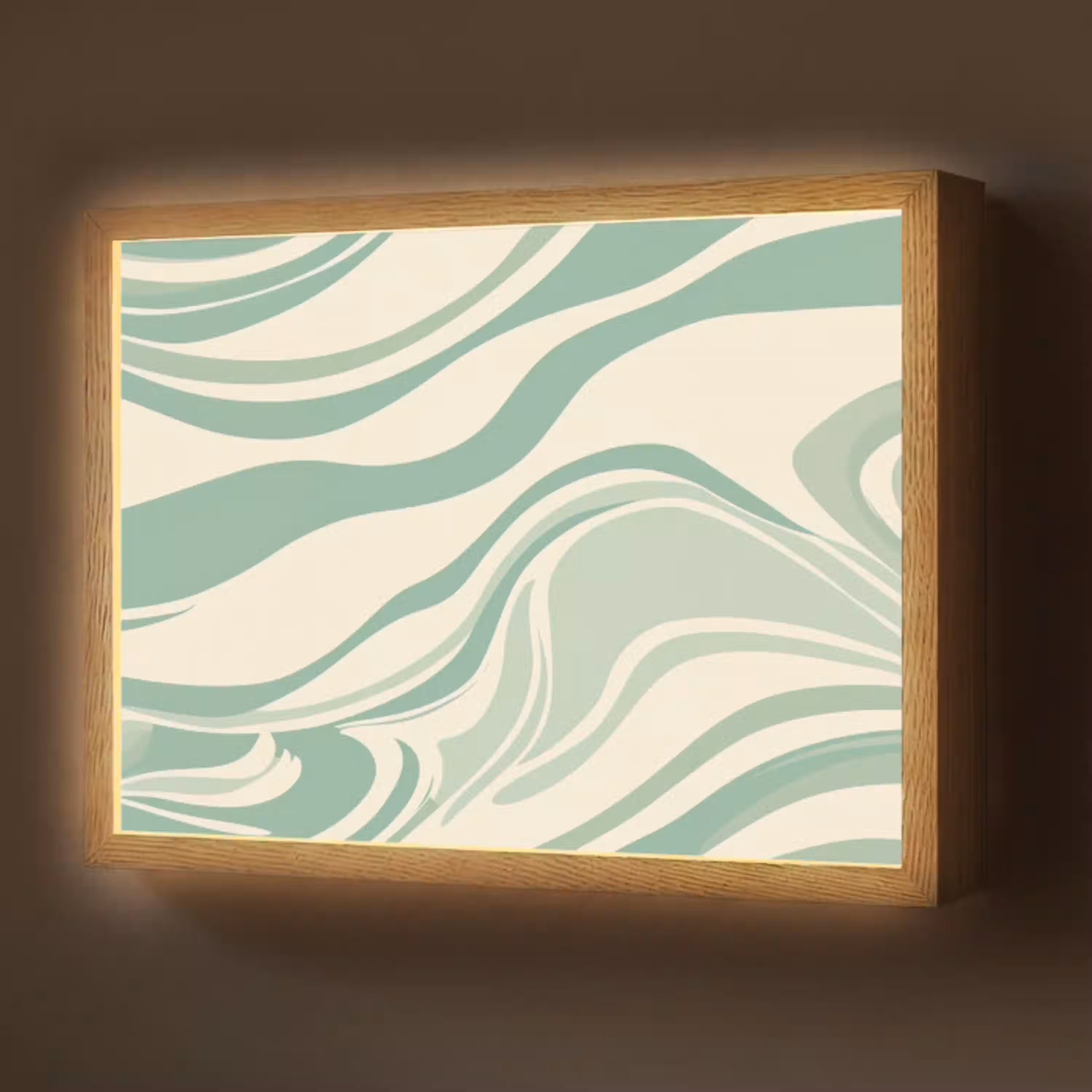 Organische lijnen - Mintgroen - Marmer Light Box met batterij (Wandlamp) middel -z3d_website