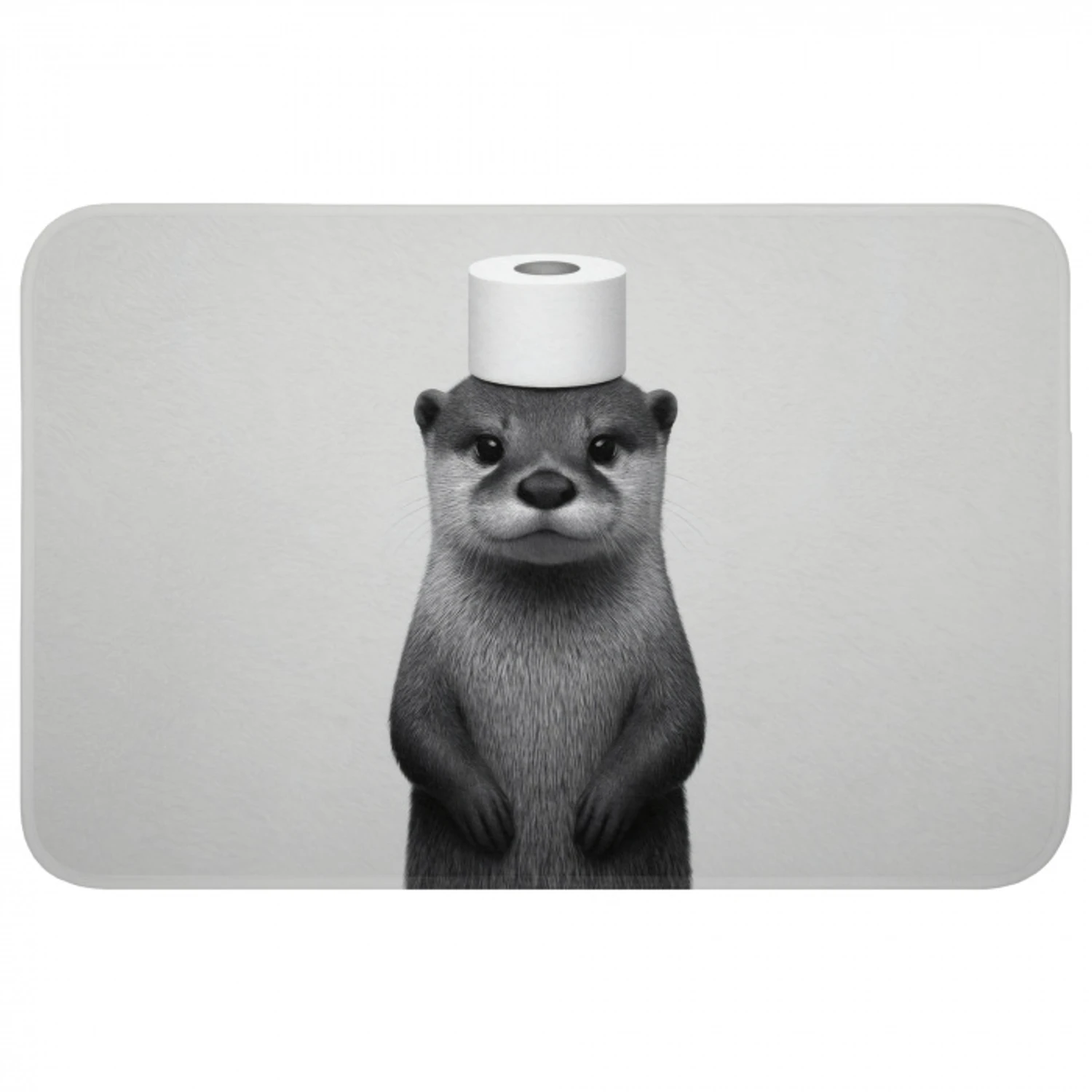 Otter - WC rol - Zwart - Wit Badmat klein -3d