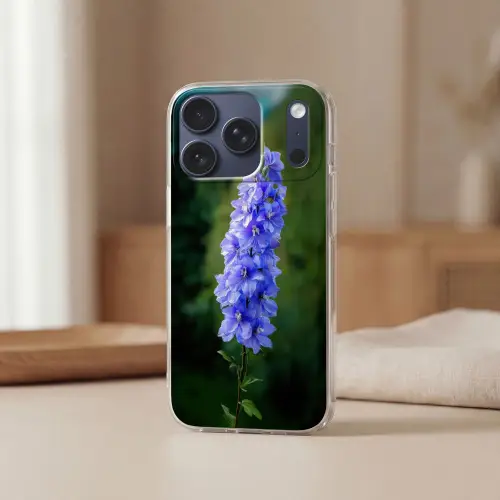 Bloemen - Blauw - Dennenboom Telefoonhoesje iPhone 17 Pro klein -sfeer2