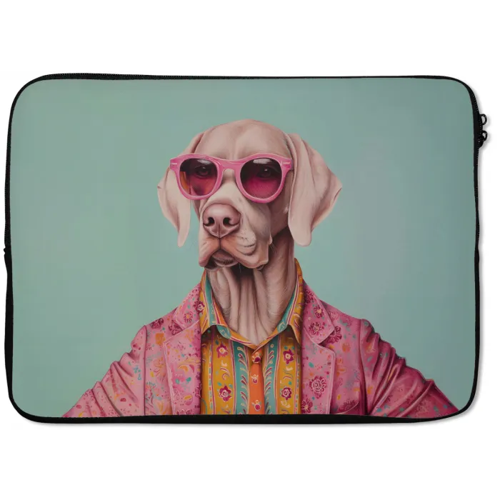 Hond - Overhemd - Bloemen - Bril laptophoes neopreen klein -zkaufland3dotto
