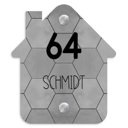 Grijze tegels - Modern Naambord Huisje klein -3d