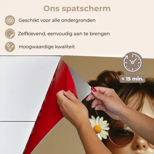 Vrouw - Beige - Bloem - Modern - Portret keuken achterwand spatscherm klein -spatscherm_NL
