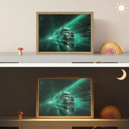 Vrachtwagen - Snelheid - Groen - Neon Light Box met batterij (Wandlamp kind) middel -sfeer3_kind