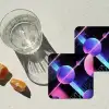 Bollen - Neon - Lijnen - Roze onderzetter kurk middel -sfeer4
