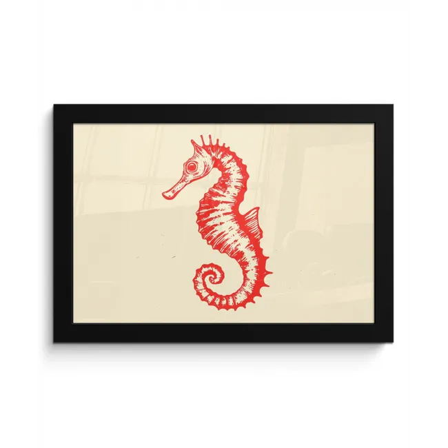 Zeepaardje - Rood - Fijne details fotolijst zwart zonder passe partout klein -3d