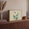 Paradijsvogelbloemen - Blauwgroene bladeren - Beige Light Box met batterij (Wandlamp) middel -sfeer2