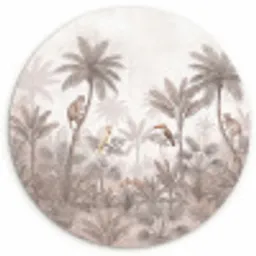 Jungle - Dieren - Palmbomen Wandcirkel kunststof plaat 5mm dik klein -3d