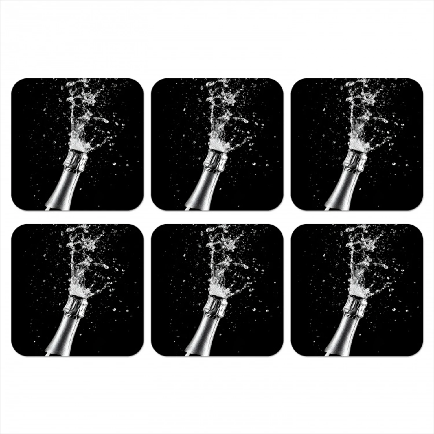 Champagne - Zwart - Spetters - Popping onderzetter kurk middel -3d